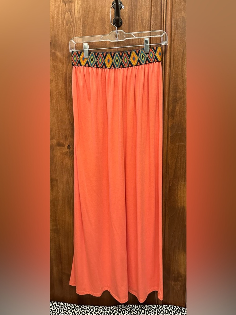 No Boundaries Coral Maxi Skirt with Ethnic Waistband